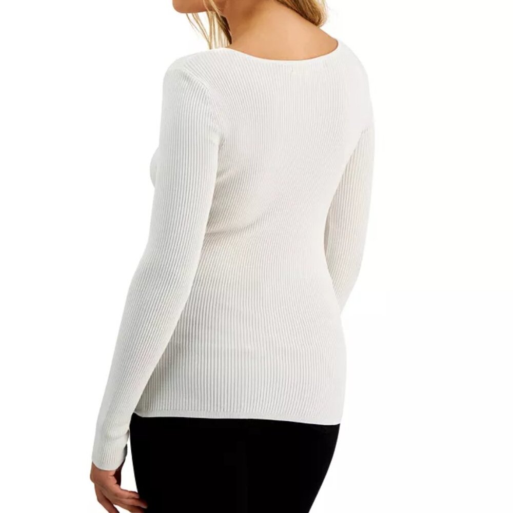 Guess Nicole Plunge-Neck Ribbed Sweater Womens S - Picture 3 of 5